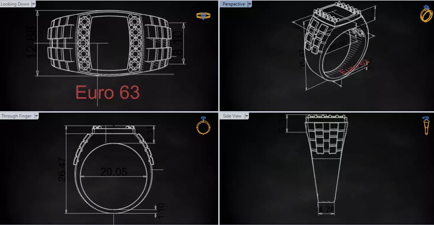 Two-tone man ring with turquoise and diamond model mr0241 3D print model_19