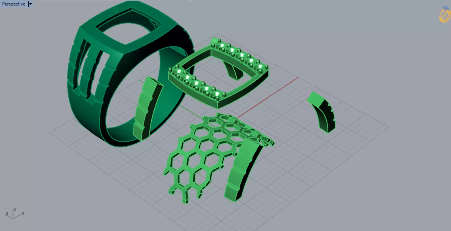 Two-tone man ring with turquoise and diamond model mr0241 3D print model_6