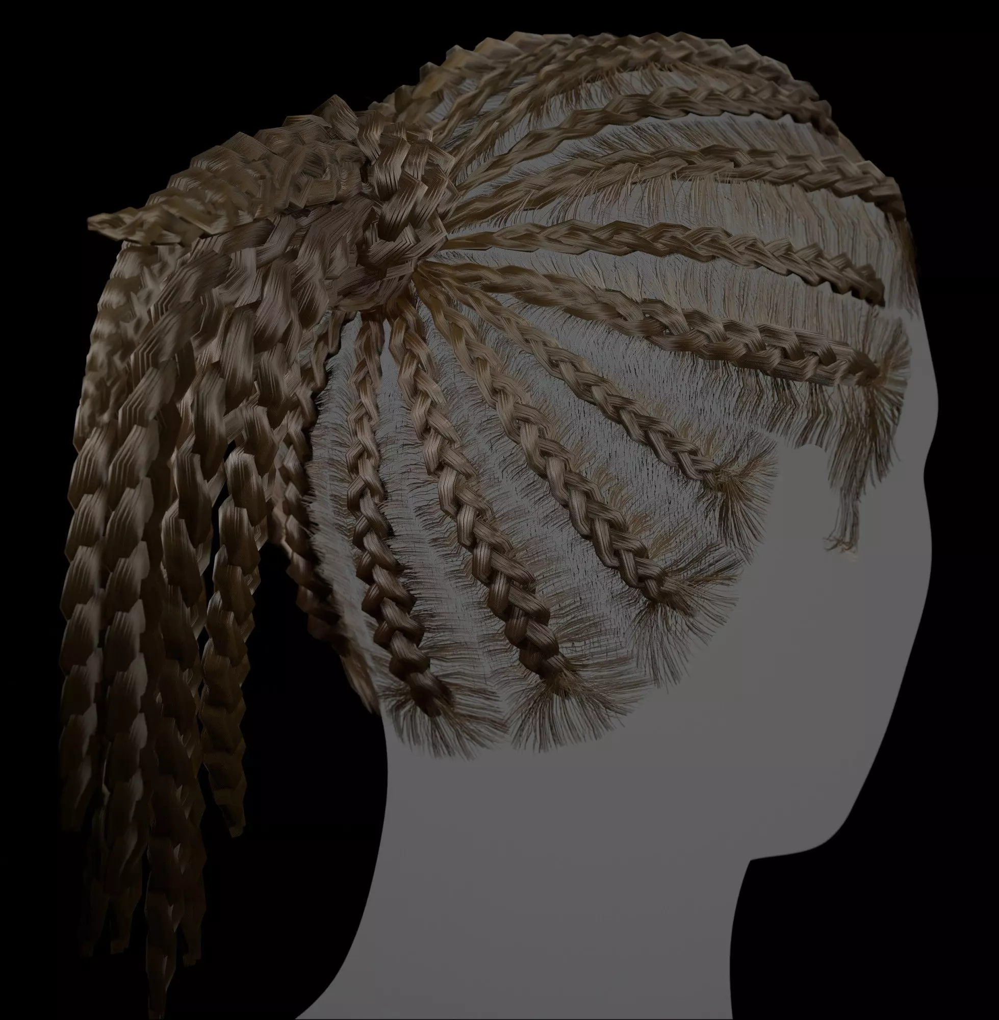 Game Ready Female Hair 3D Model with PBR 2K textures 3D model