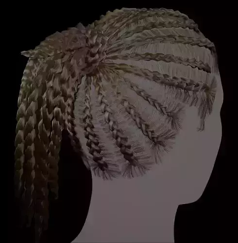 Game Ready Female Hair 3D Model with PBR 2K textures