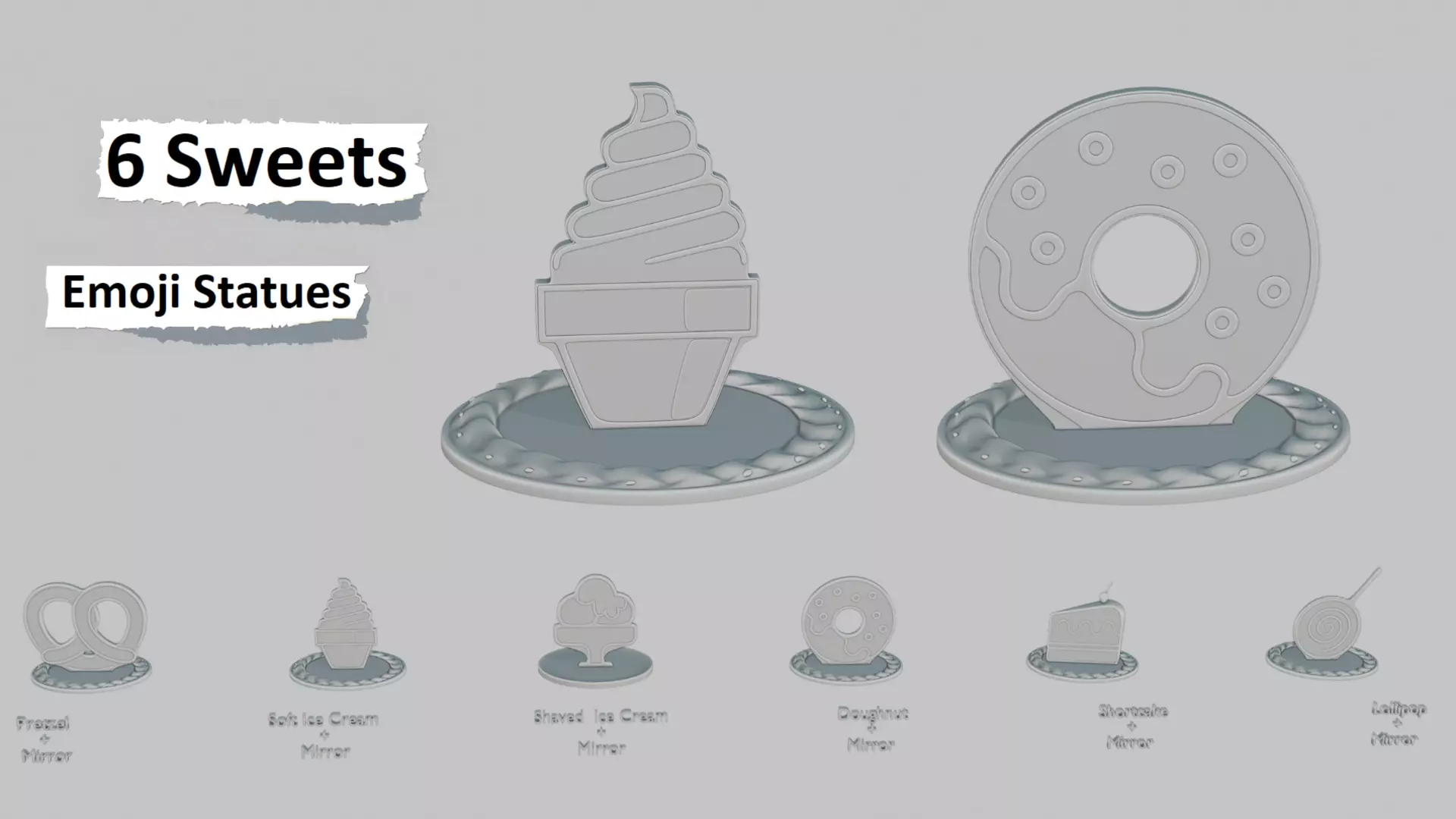 Sweets Mini Pack Emoji Statues 3D print model