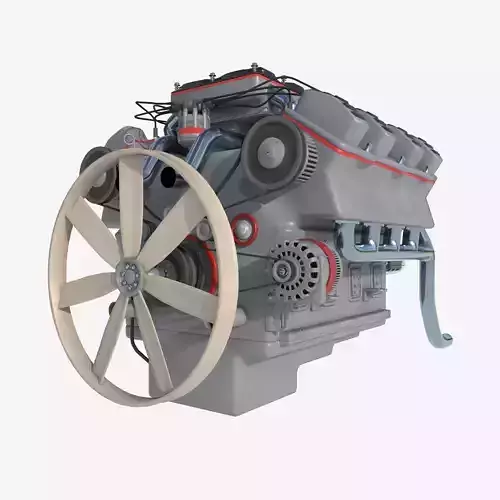 8 cylinder truck engine 3D model