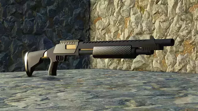 Combat Shotgun Low-Poly 3D Model GameReady