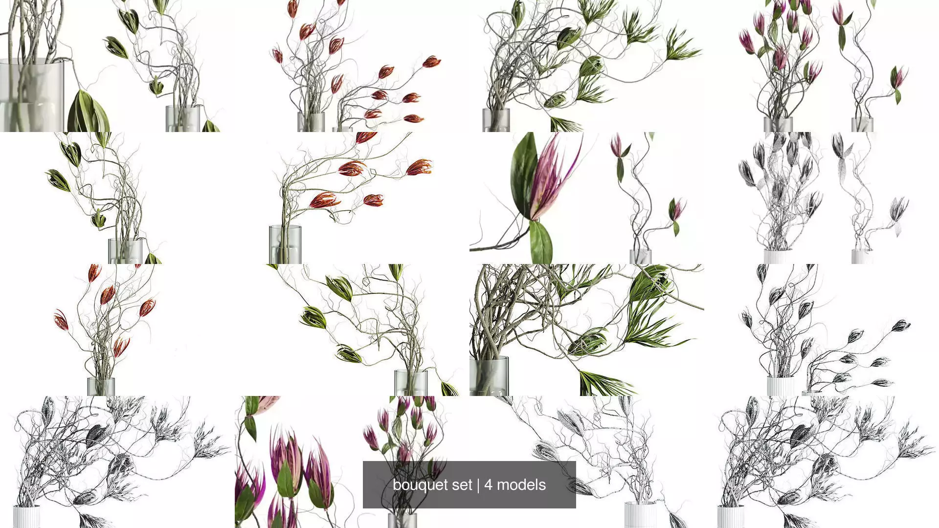 bouquet set 3D Model Collection_0