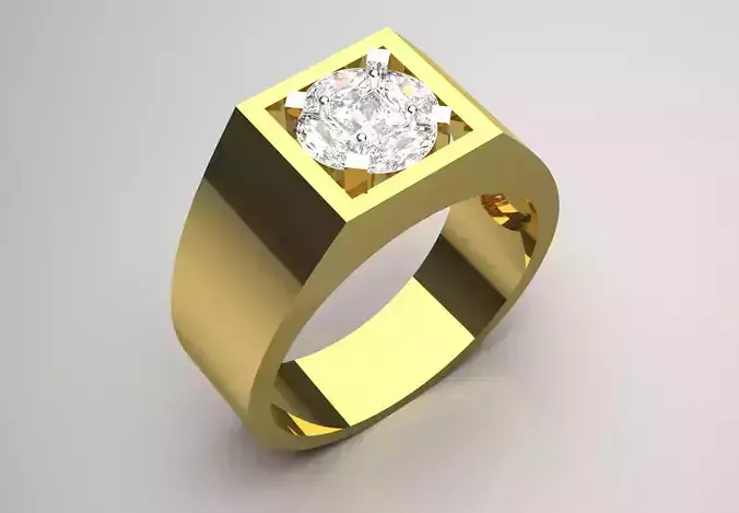 Man single-stone ring with a modern design mr0242 3D print model