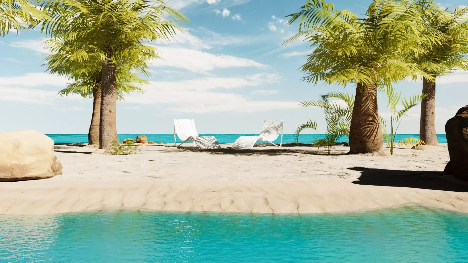 Beach Island Scene 1 3D model_2