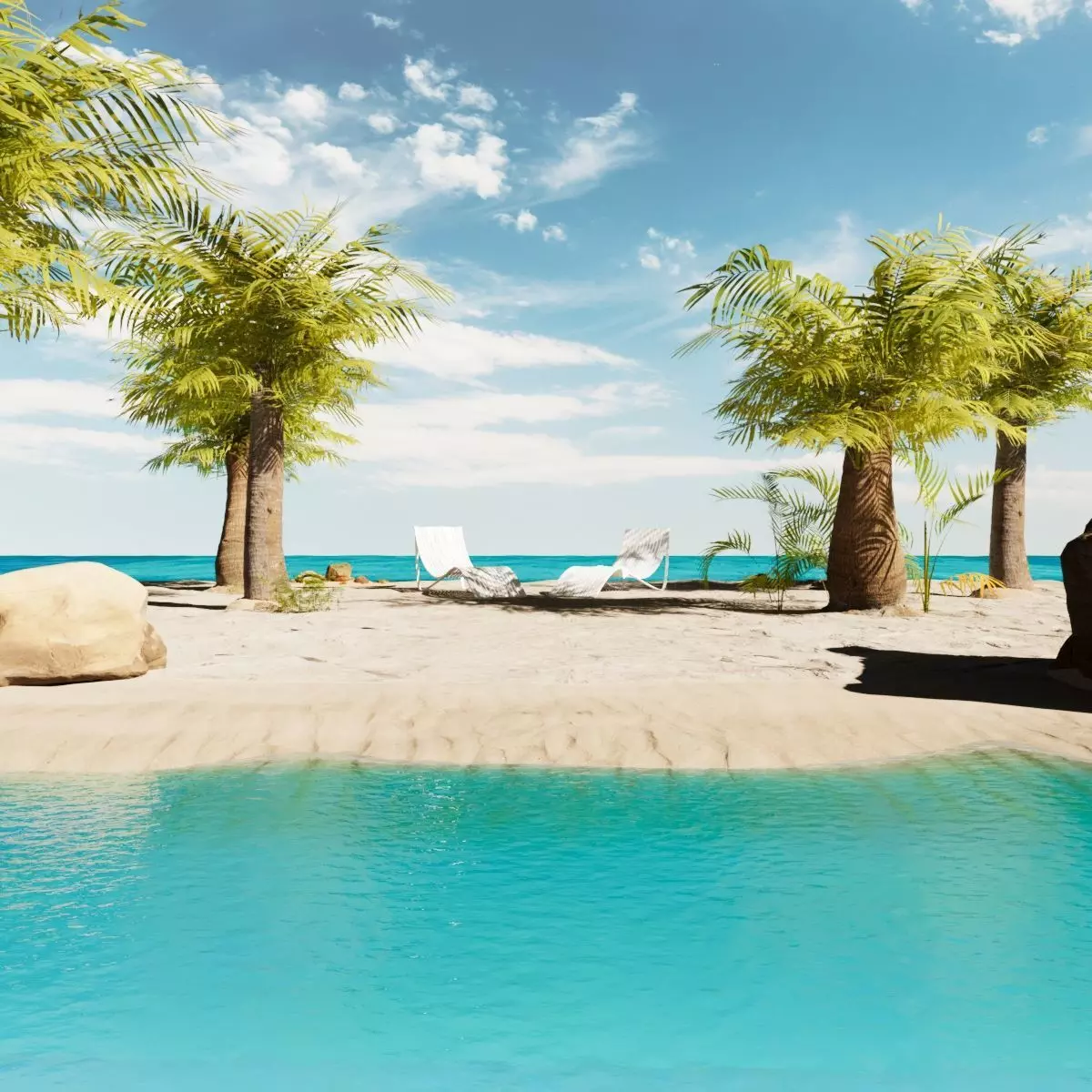 Beach Island Scene 1 3D model_0