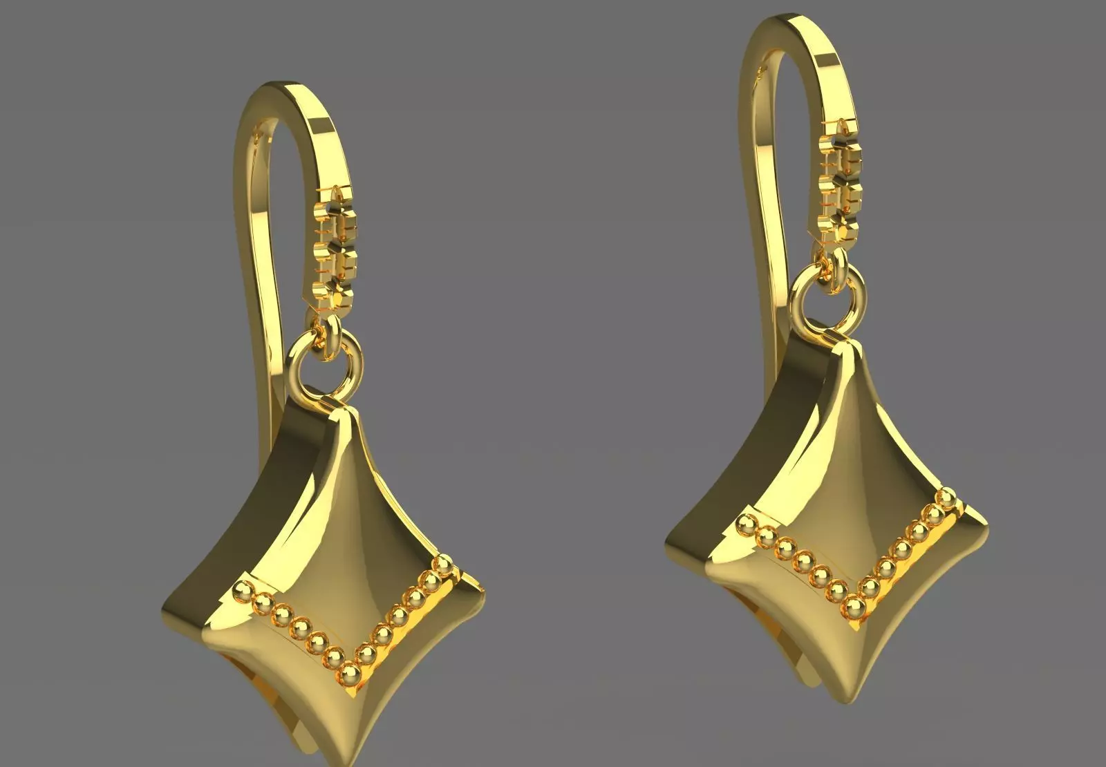 Teardrop-shaped dangle earrings seashells diamonds model je0109 3D print model_18