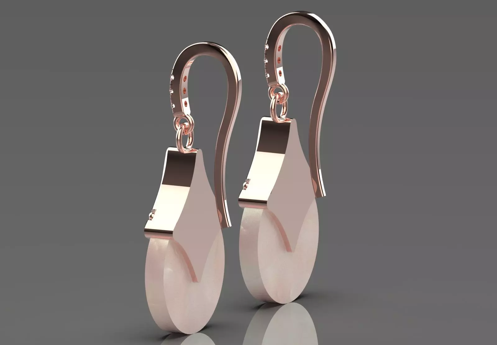 Teardrop-shaped dangle earrings seashells diamonds model je0109 3D print model_4