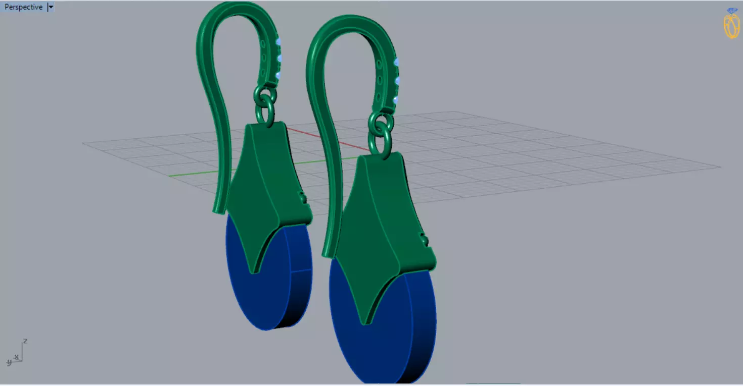 Teardrop-shaped dangle earrings seashells diamonds model je0109 3D print model_9