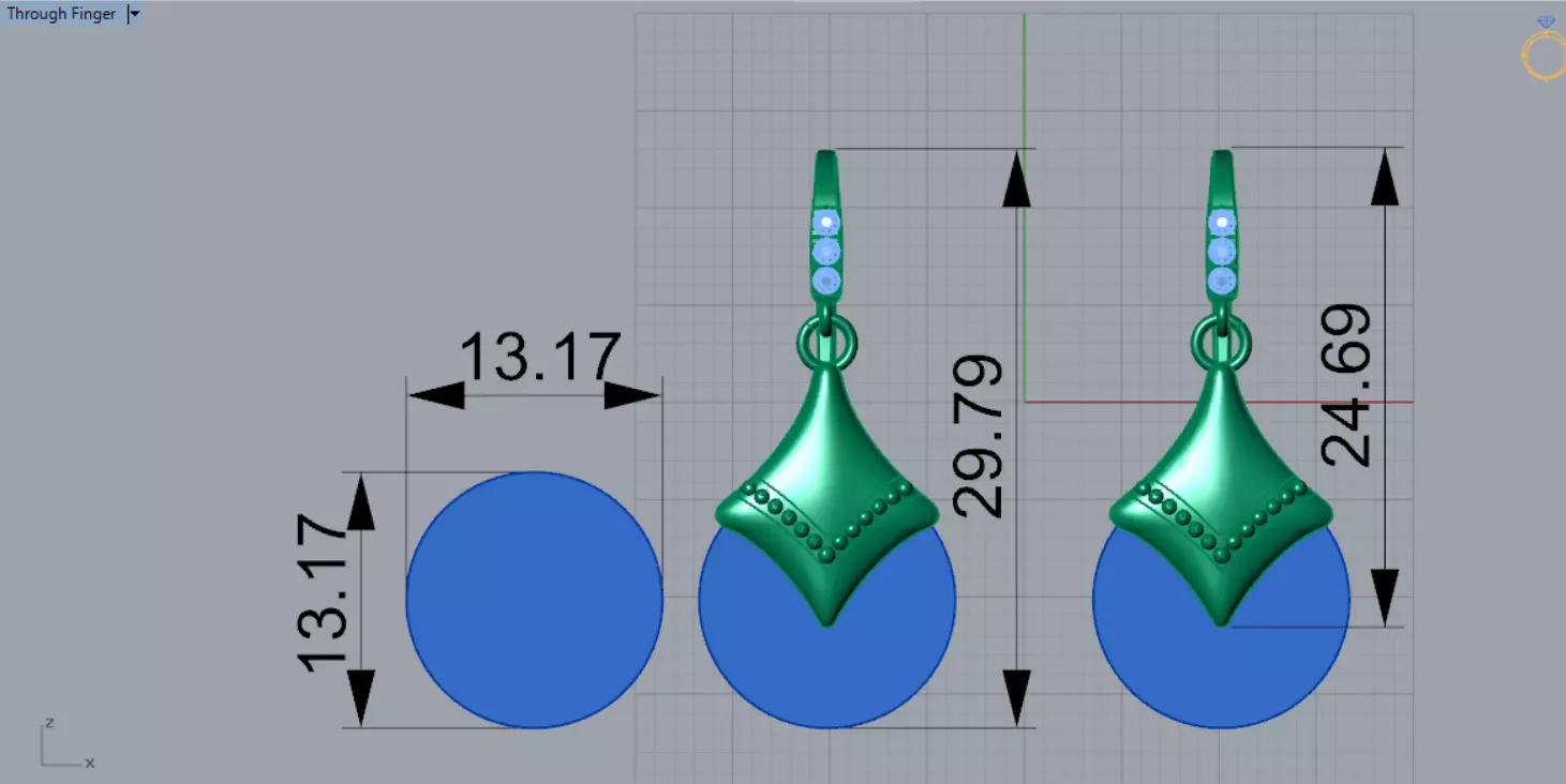 Teardrop-shaped dangle earrings seashells diamonds model je0109 3D print model_13