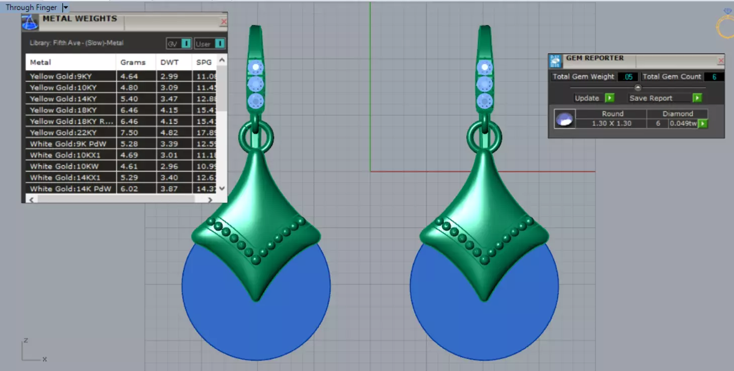 Teardrop-shaped dangle earrings seashells diamonds model je0109 3D print model_10