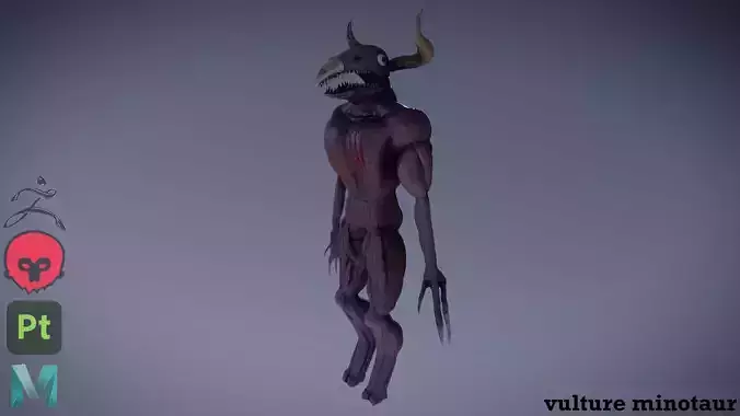 Vulture Minotaur - Sculpted and Textured 3D Character