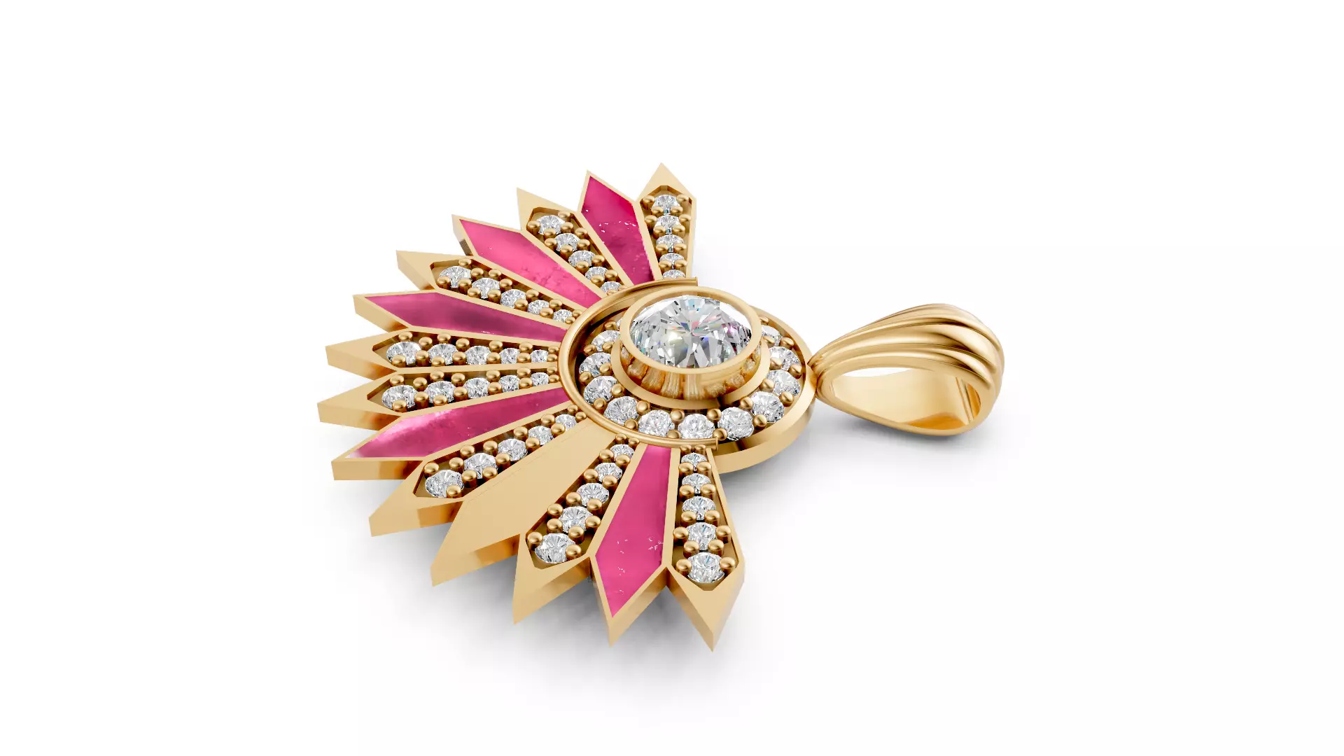 Enamel diamond pendant 3D print model_5