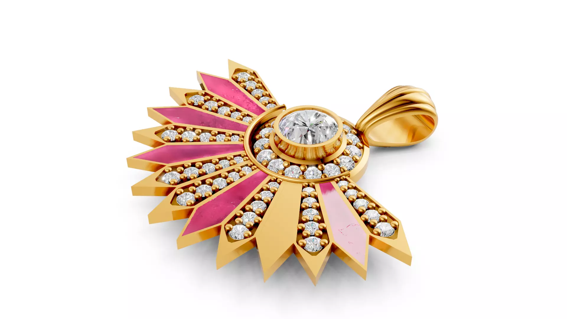 Enamel diamond pendant 3D print model_8