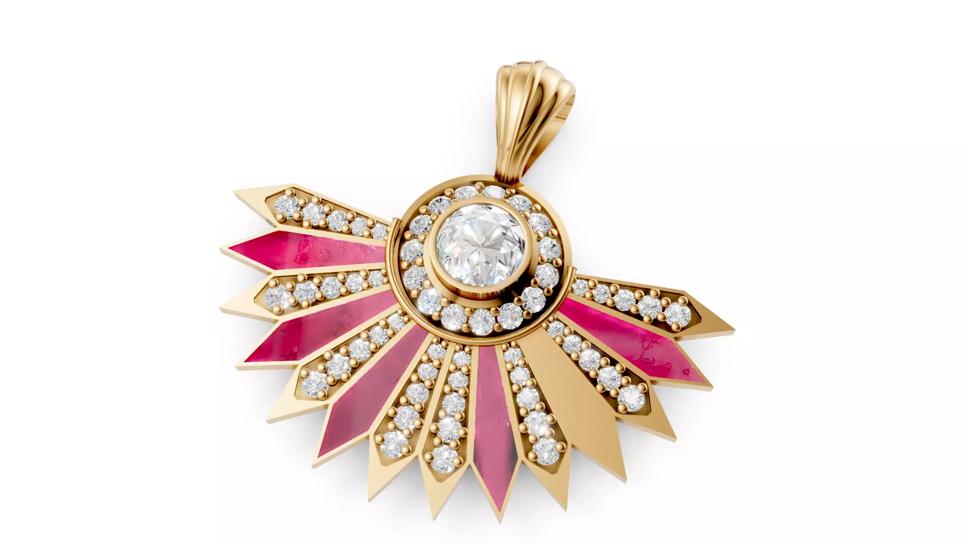 Enamel diamond pendant 3D print model_2