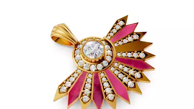 Enamel diamond pendant