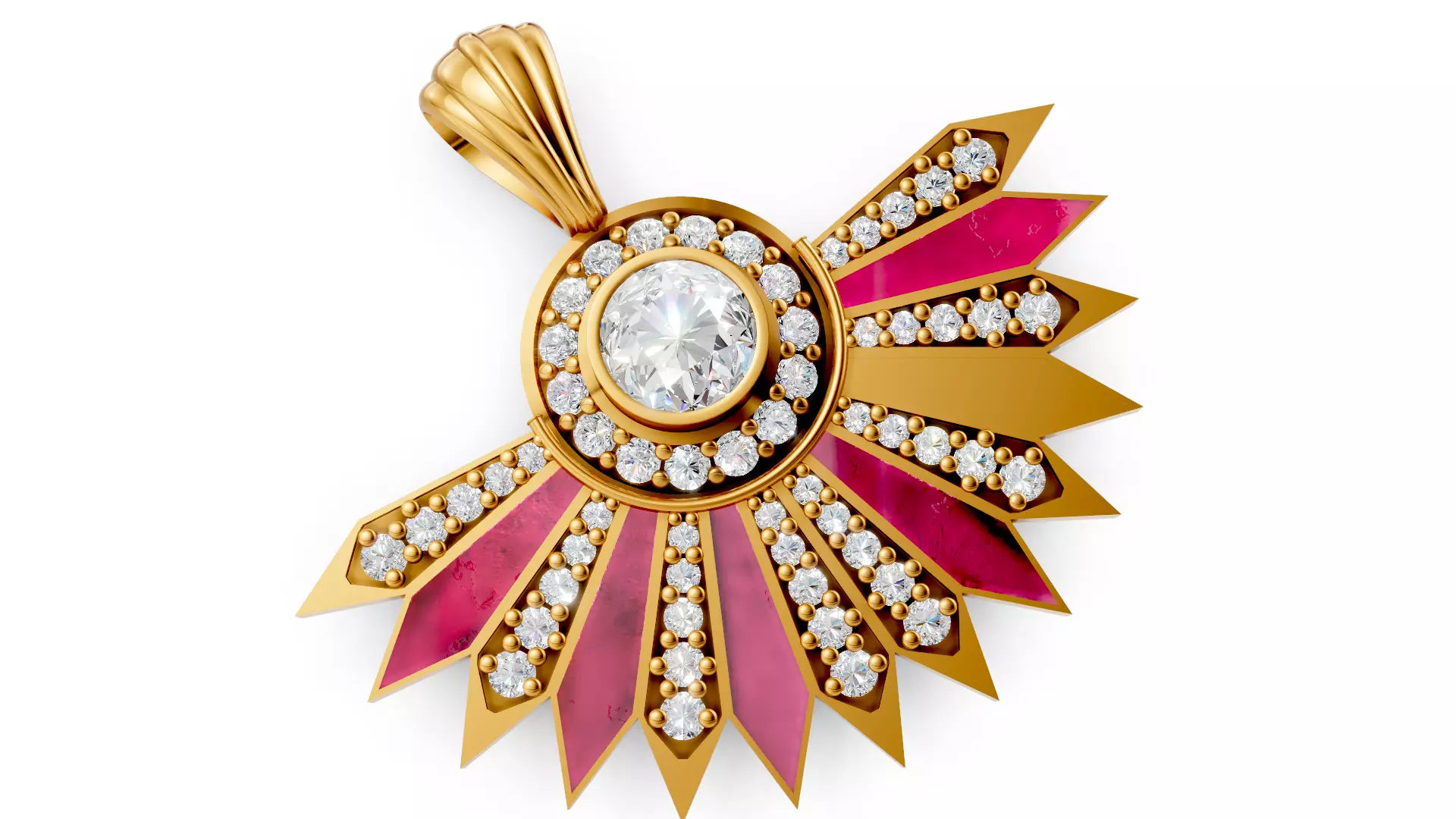 Enamel diamond pendant 3D print model_7