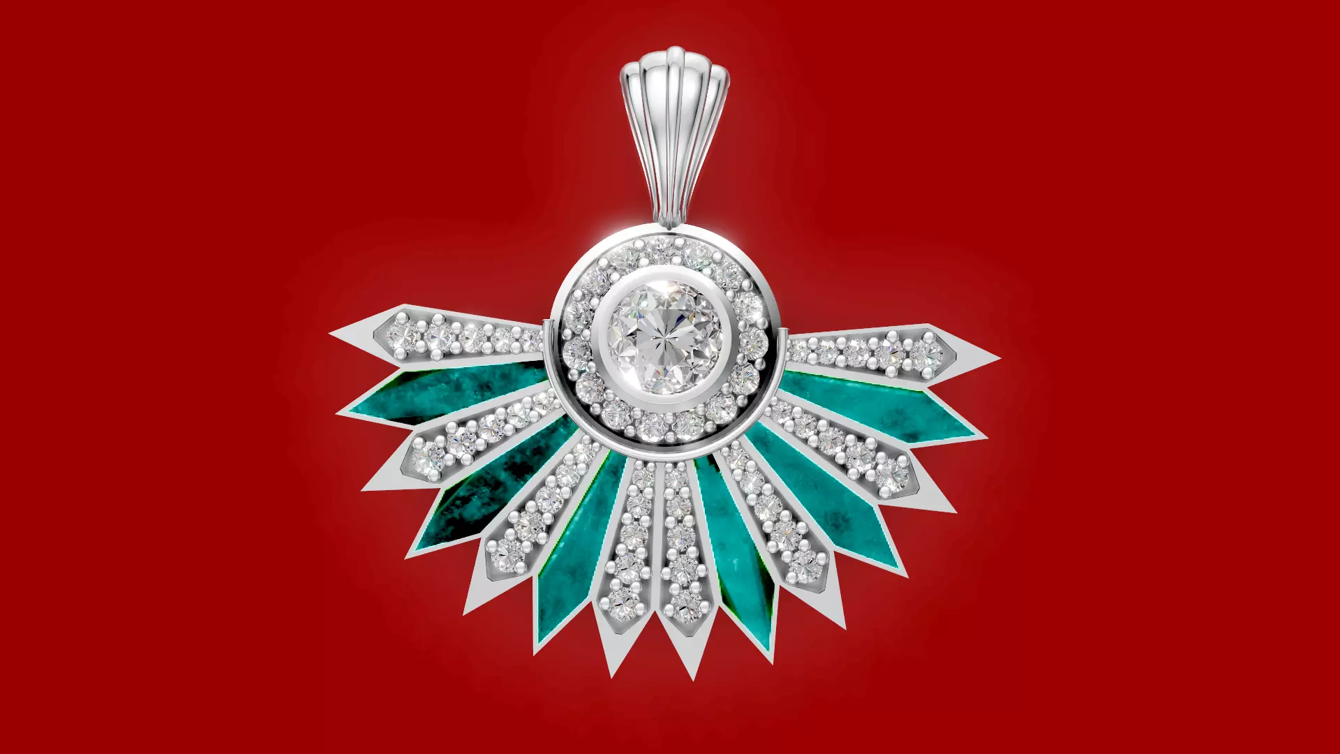 Enamel diamond pendant 3D print model_10