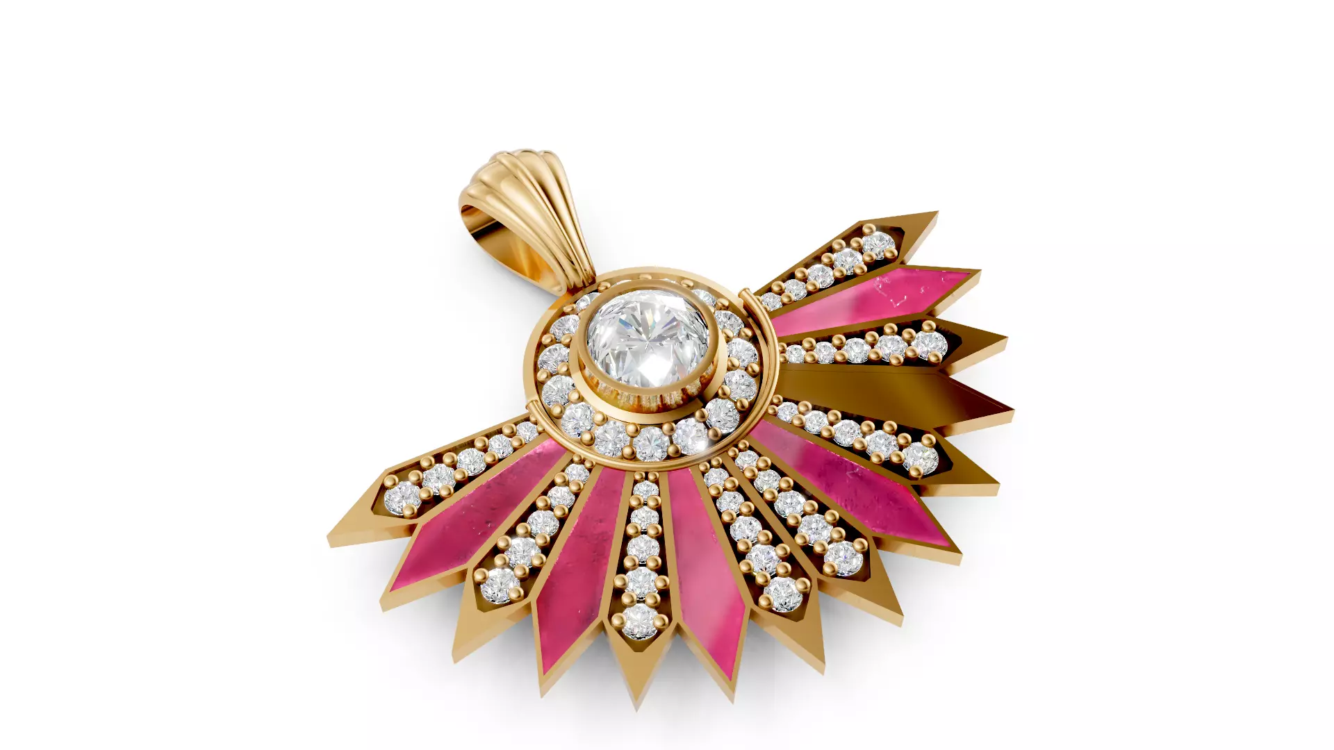 Enamel diamond pendant 3D print model_3