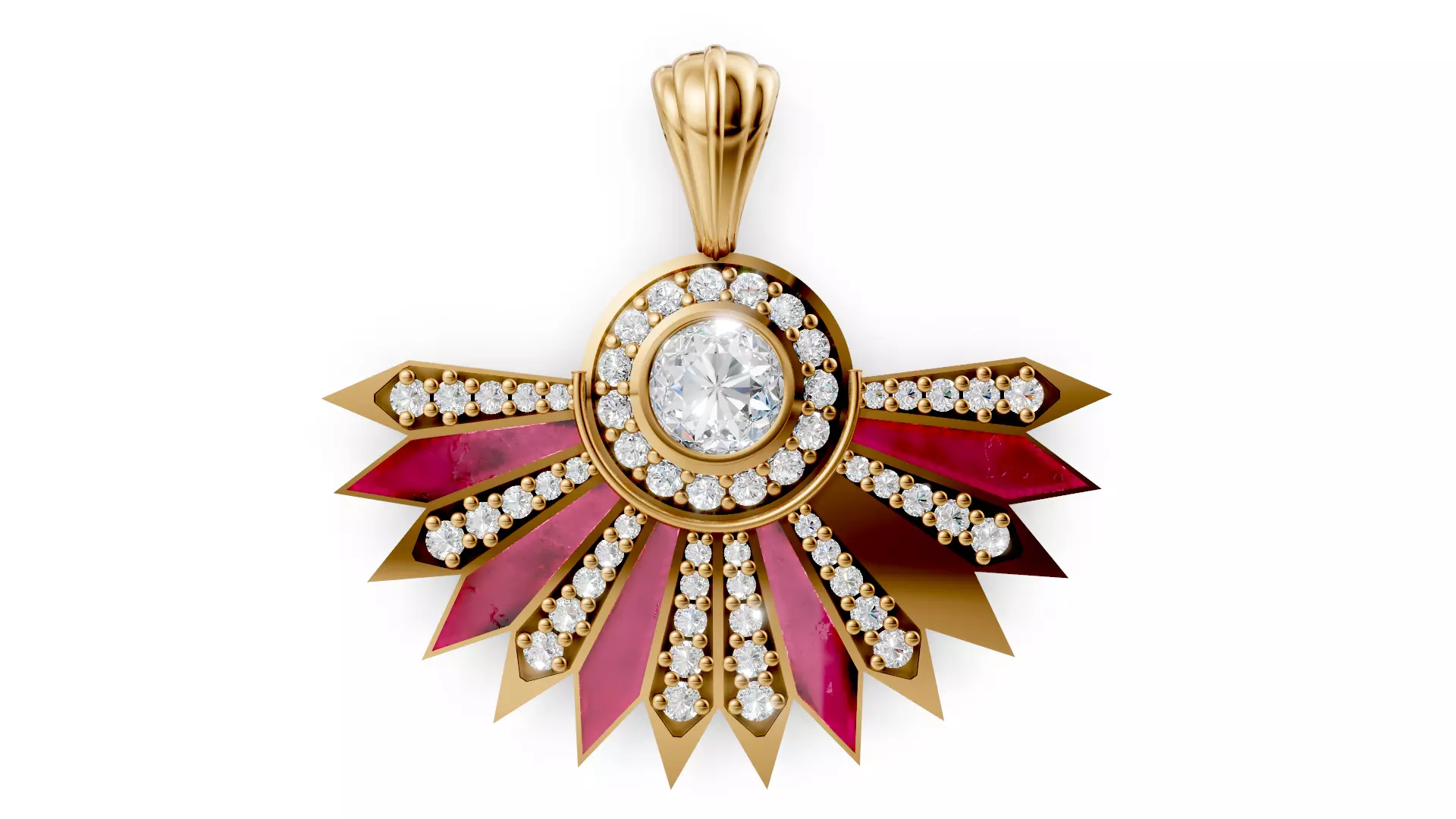 Enamel diamond pendant 3D print model_4