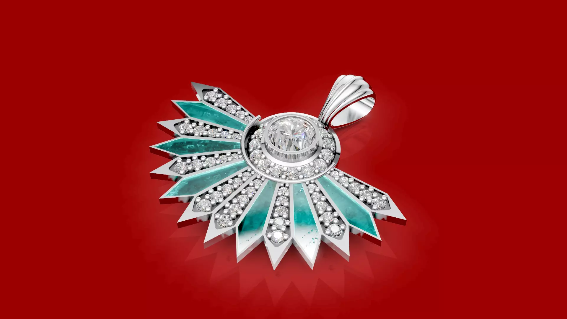 Enamel diamond pendant 3D print model_11