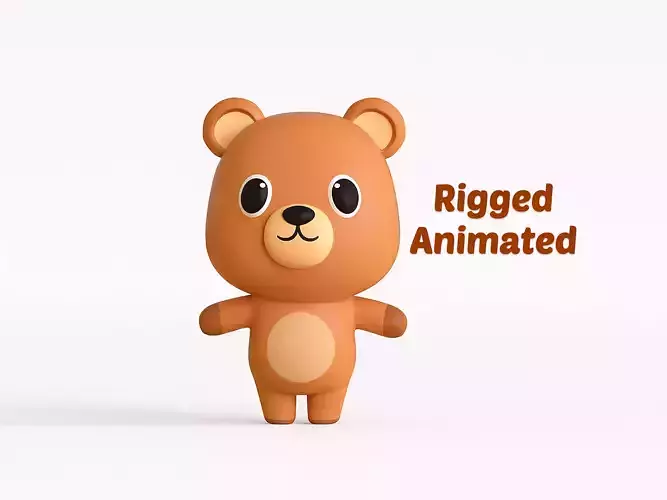 Cartoon Bear - Chubby  Animal Rigged Low-poly 3D model