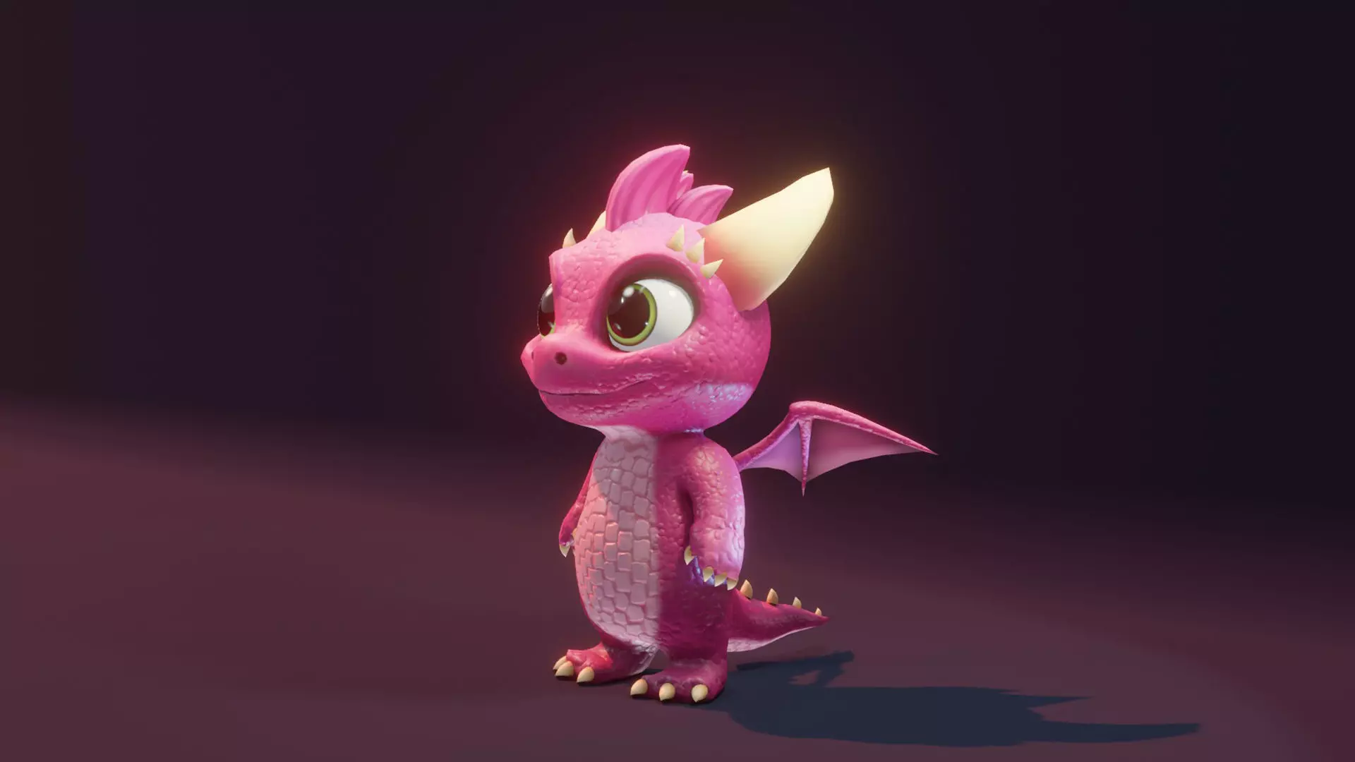 Pink Baby Dragon 3D Character with Audio Unity and Unreal Ready Low-poly 3D model_12