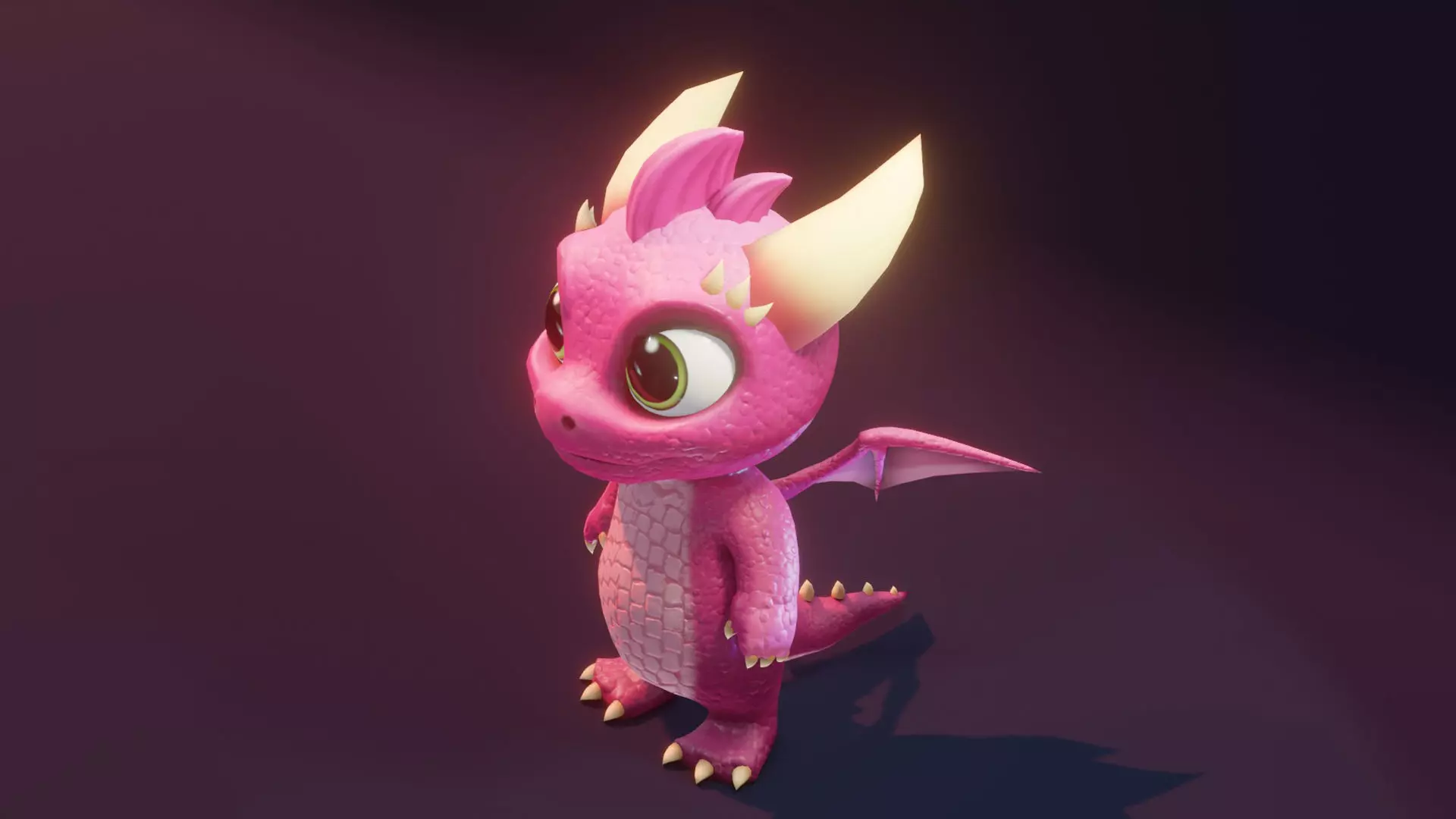 Pink Baby Dragon 3D Character with Audio Unity and Unreal Ready Low-poly 3D model_18