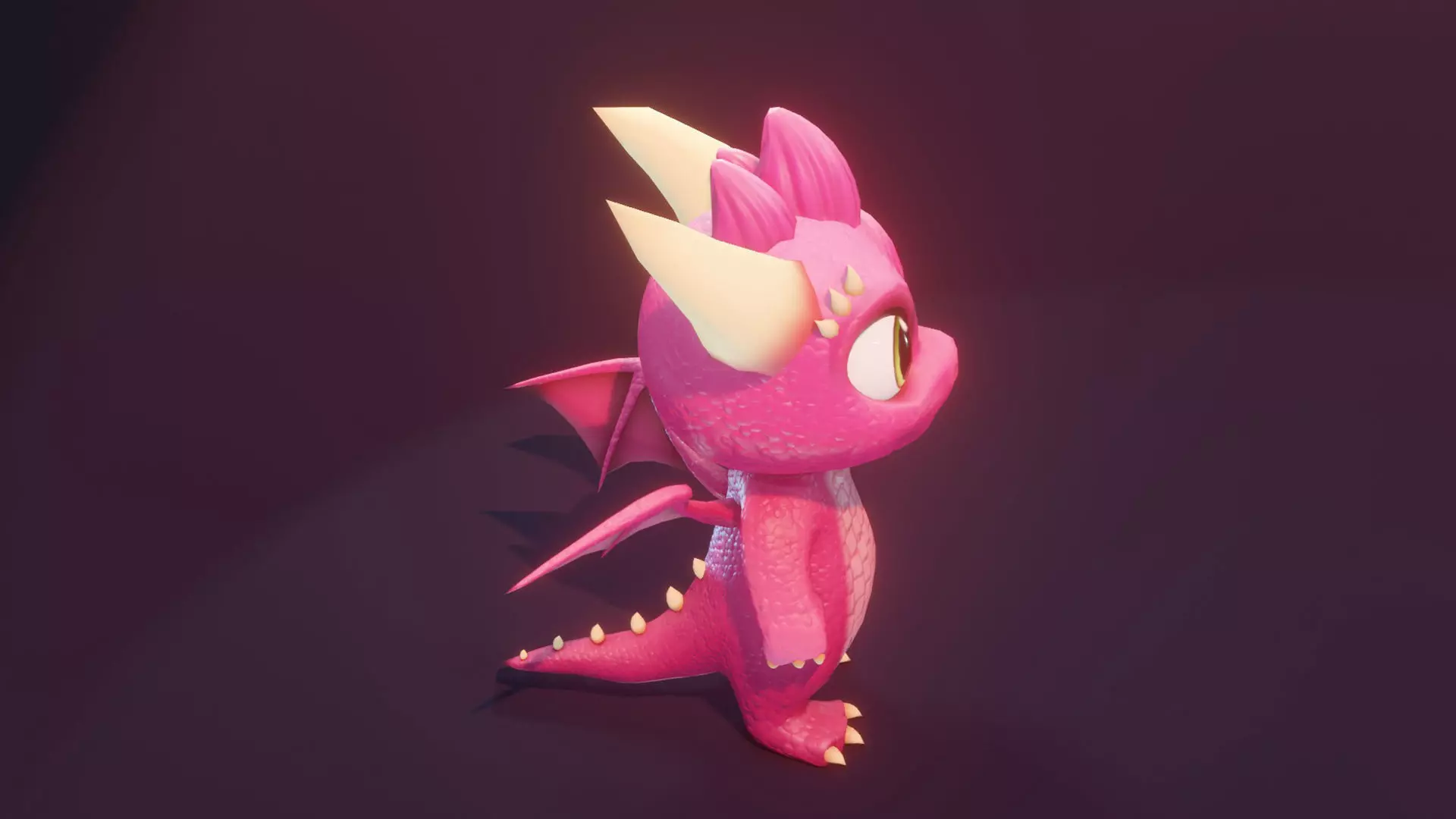 Pink Baby Dragon 3D Character with Audio Unity and Unreal Ready Low-poly 3D model_11