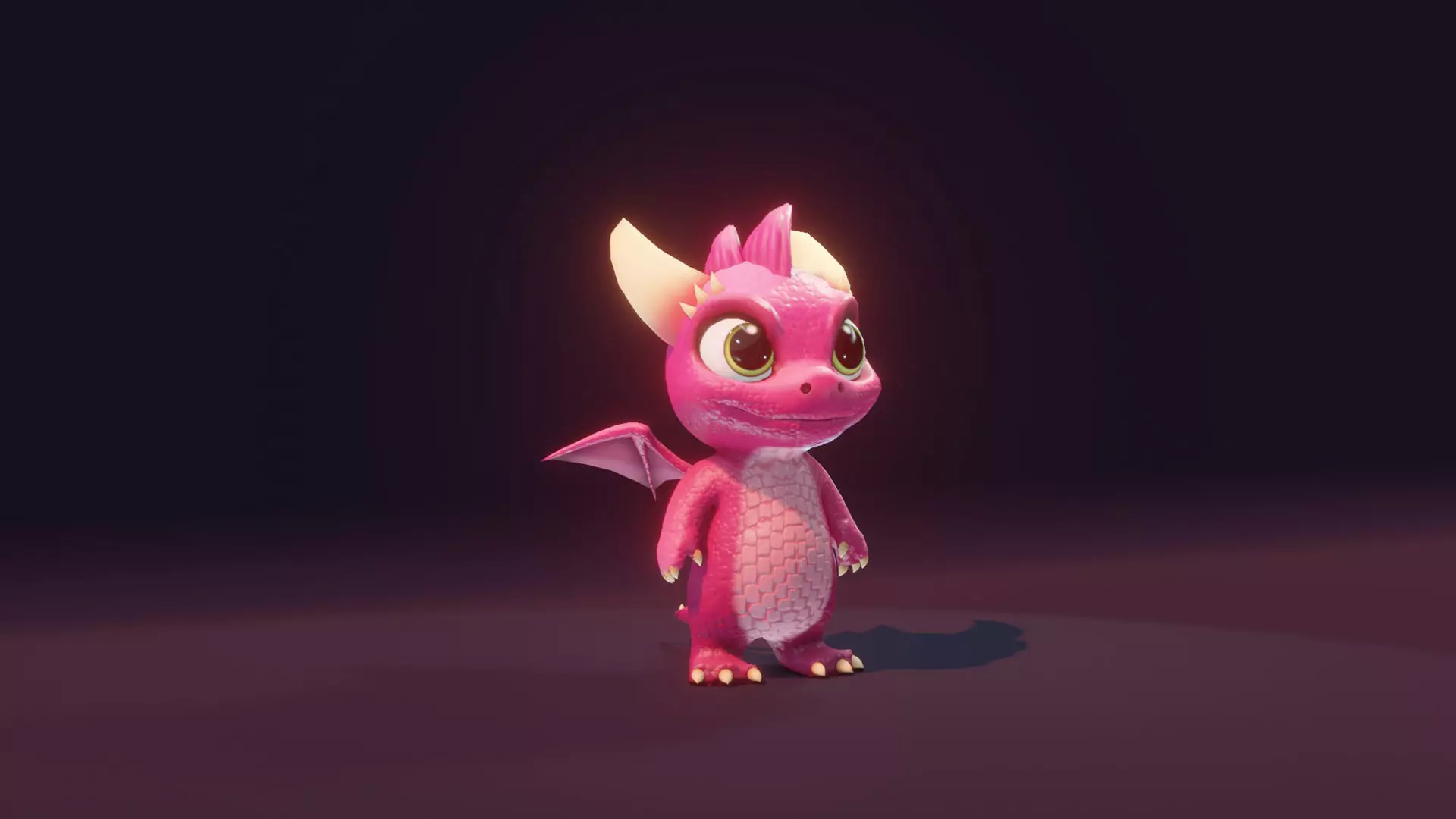 Pink Baby Dragon 3D Character with Audio Unity and Unreal Ready Low-poly 3D model_10