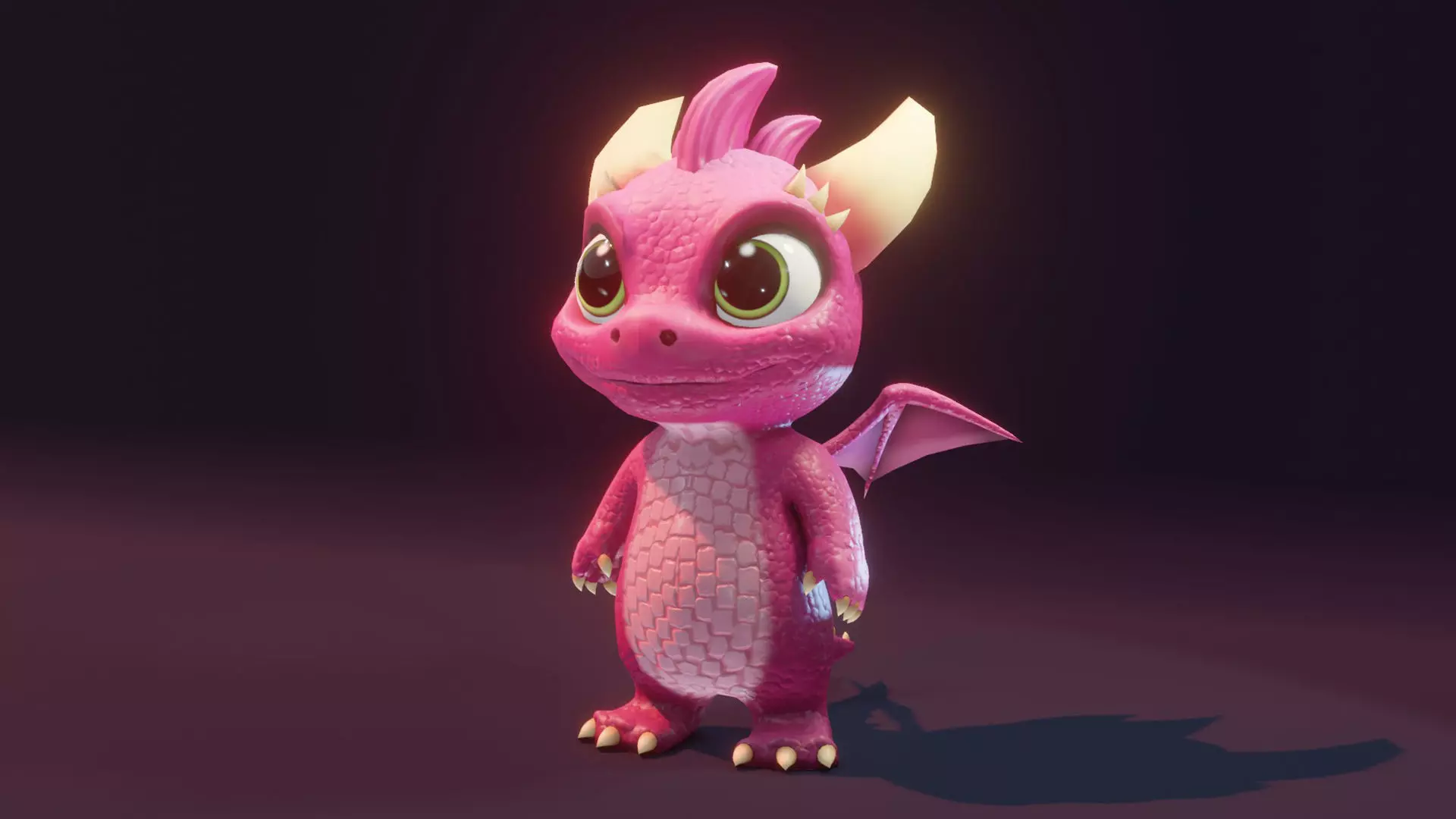 Pink Baby Dragon 3D Character with Audio Unity and Unreal Ready Low-poly 3D model_8