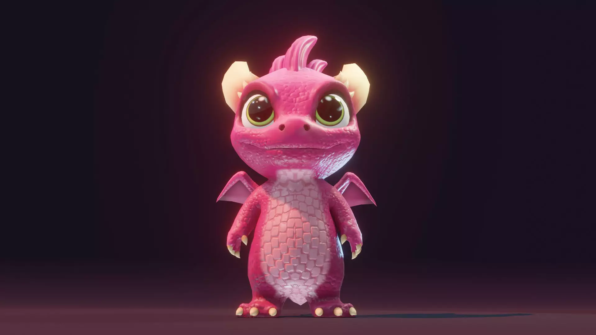 Pink Baby Dragon 3D Character with Audio Unity and Unreal Ready Low-poly 3D model_20