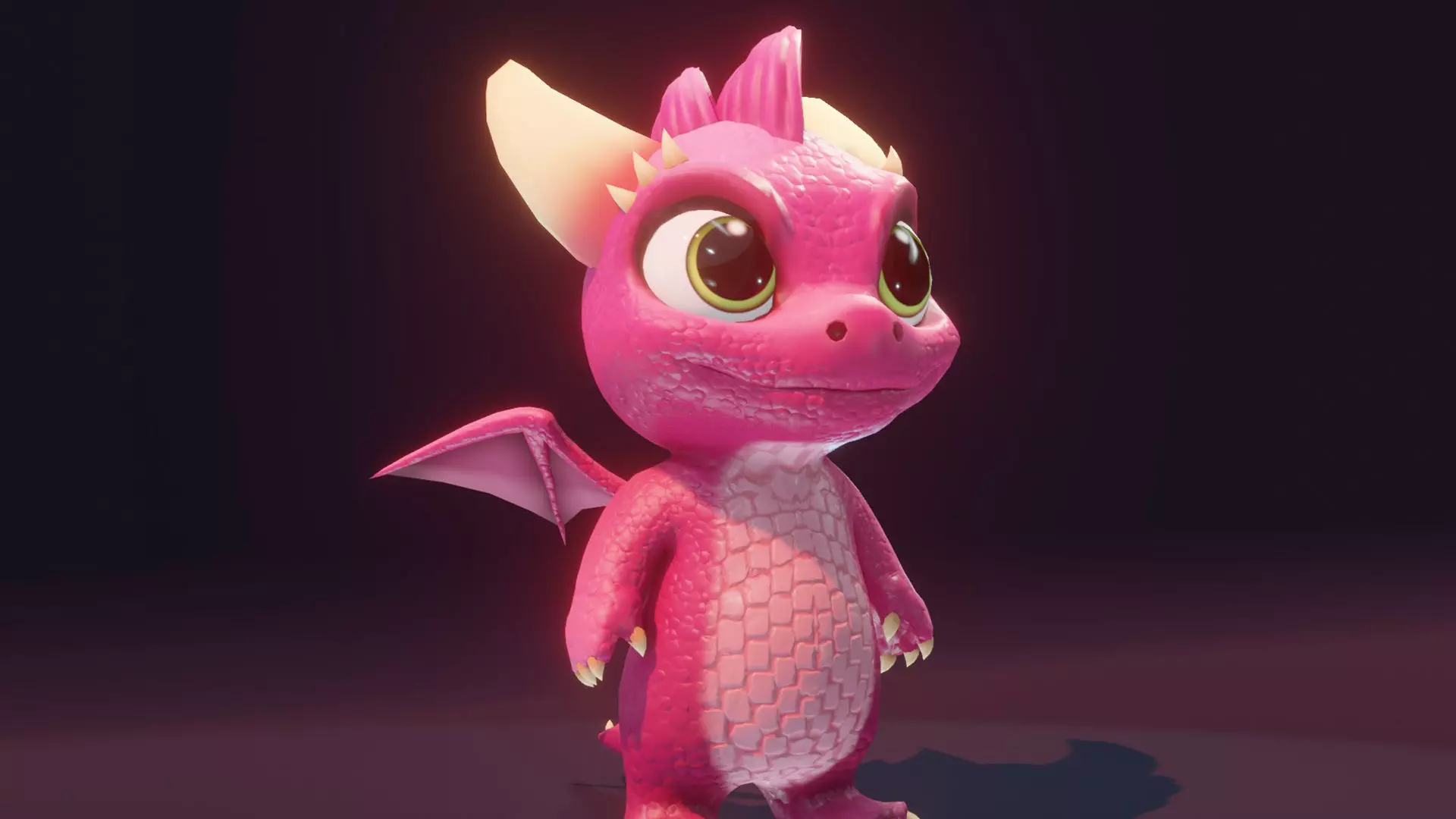 Pink Baby Dragon 3D Character with Audio Unity and Unreal Ready Low-poly 3D model_13