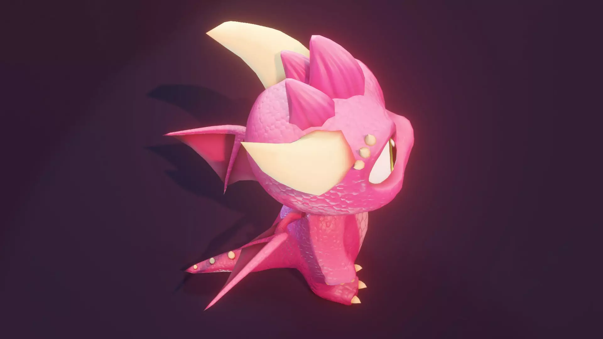 Pink Baby Dragon 3D Character with Audio Unity and Unreal Ready Low-poly 3D model_21
