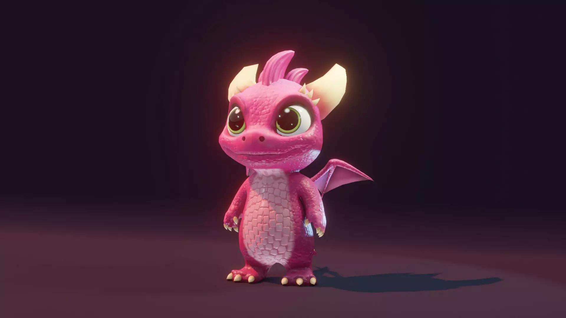 Pink Baby Dragon 3D Character with Audio Unity and Unreal Ready Low-poly 3D model_14