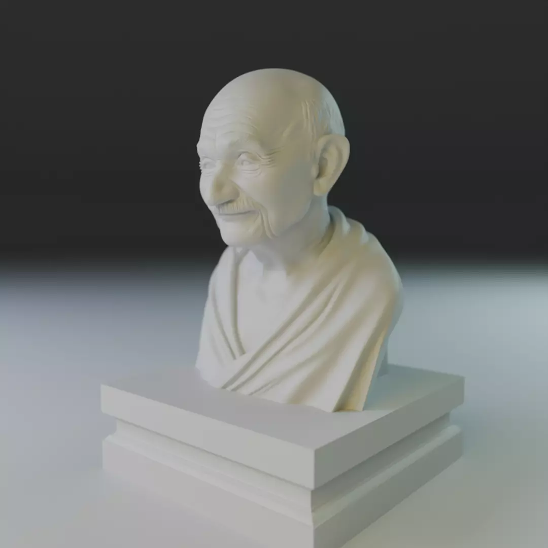 Mahatma Gandhi bust 3D print model_7