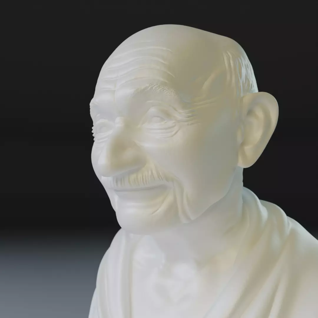 Mahatma Gandhi bust 3D print model_16