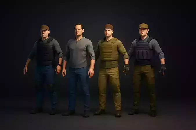Stylized Low Poly Soldier Character Pack Game Ready NPCs 3D print model