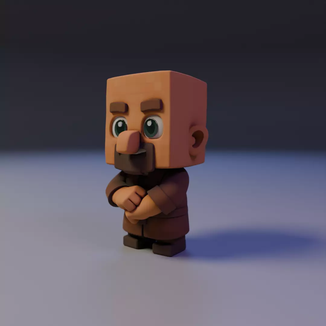 villager mine Chibi 3D print model_7