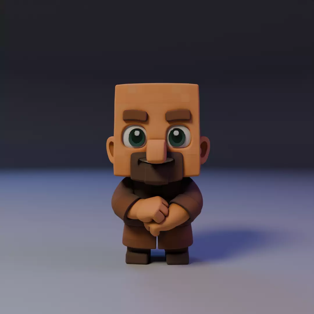 villager mine Chibi 3D print model_15