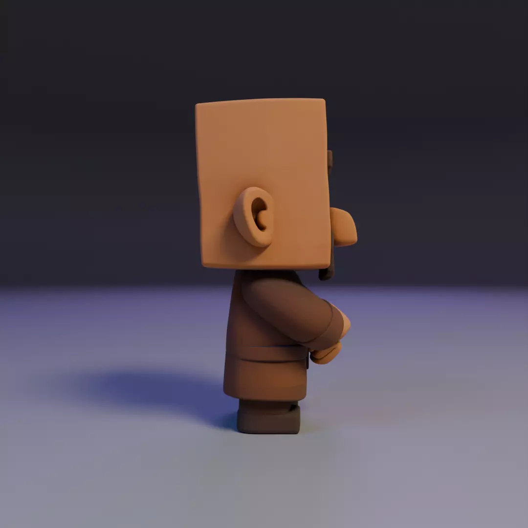 villager mine Chibi 3D print model_3