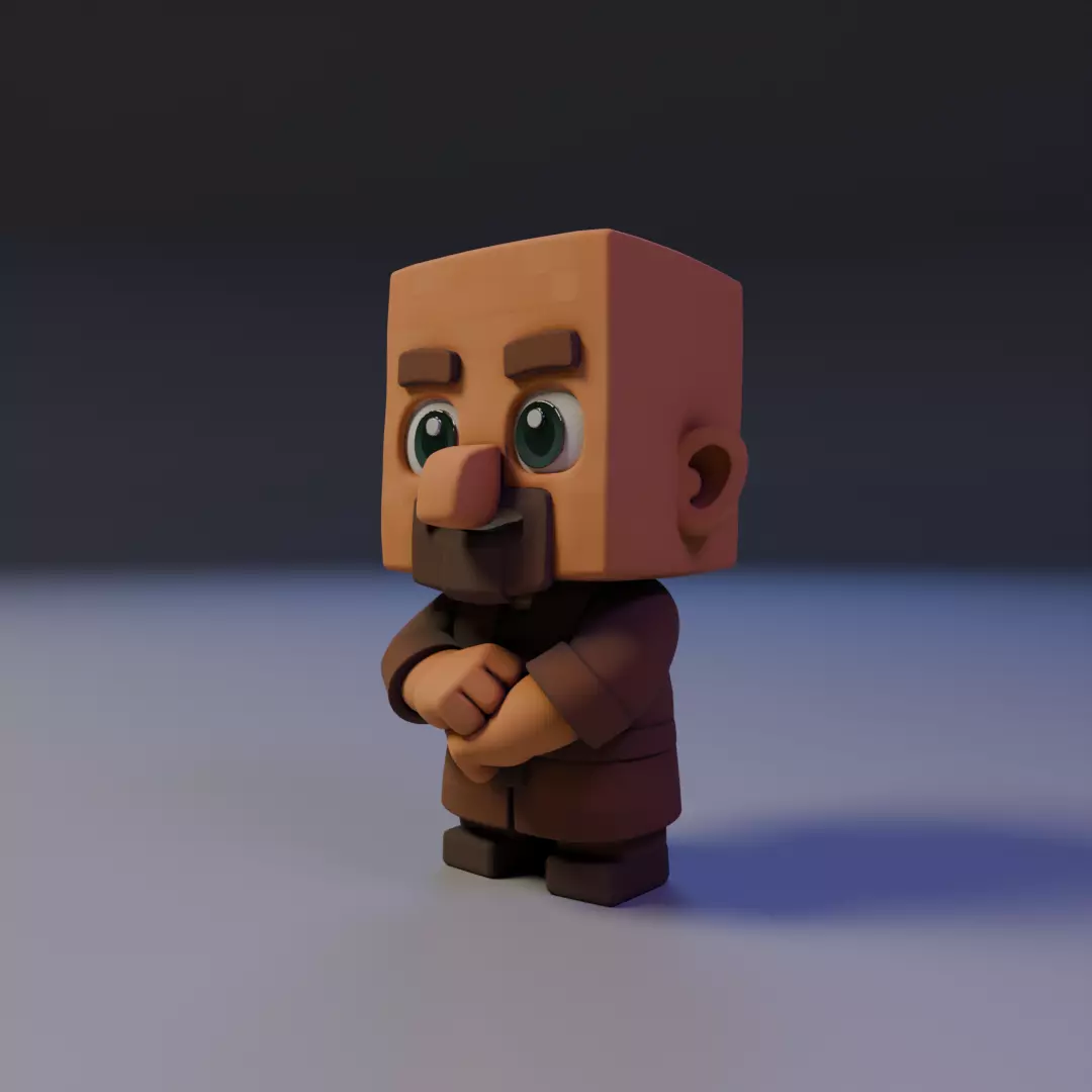 villager mine Chibi 3D print model_13