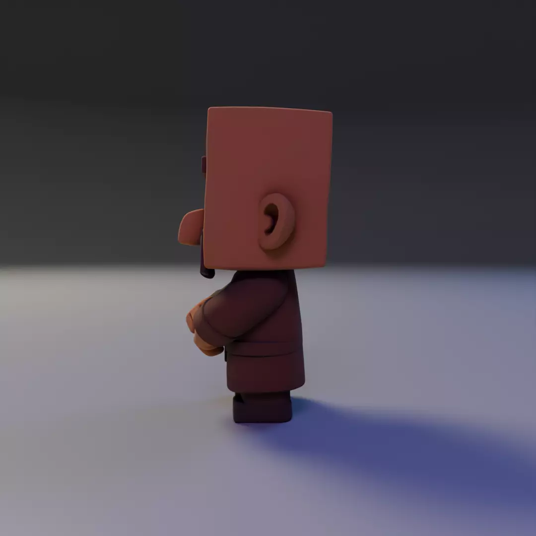 villager mine Chibi 3D print model_5