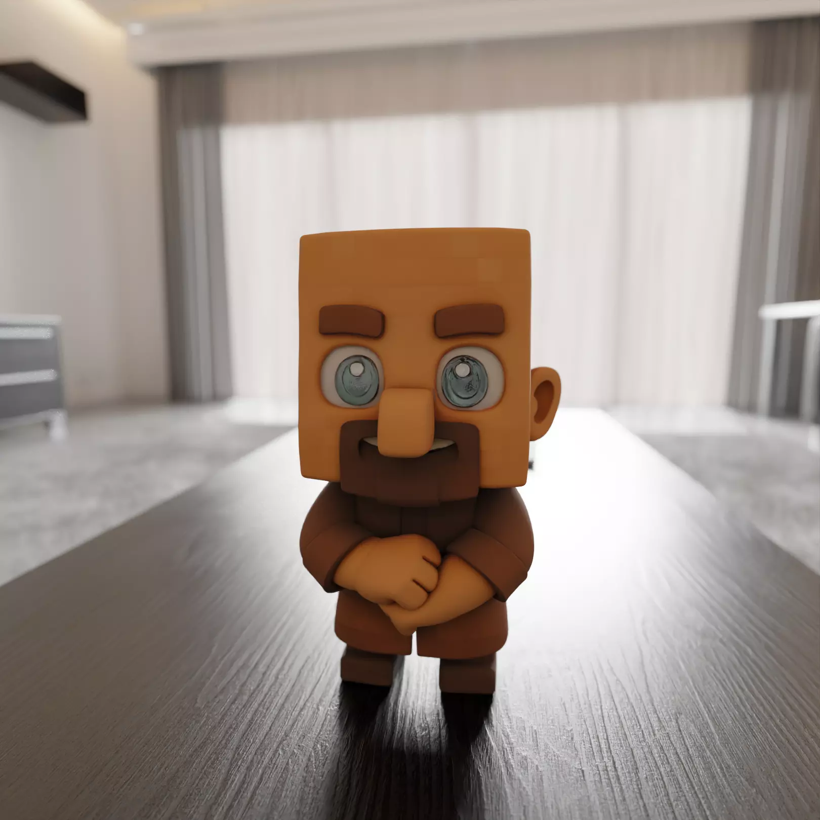 villager mine Chibi 3D print model_0