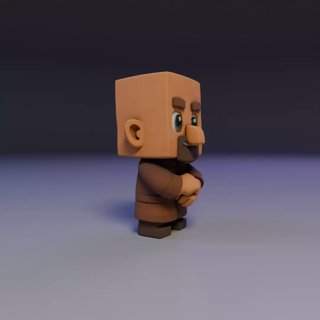 villager mine Chibi 3D print model_11