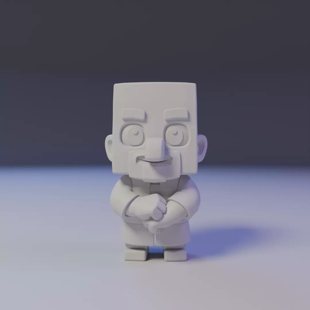villager mine Chibi 3D print model_16