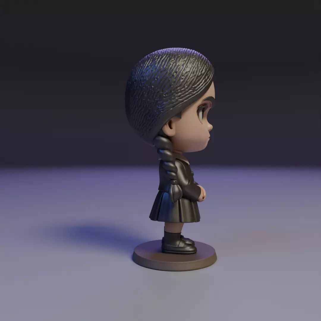 wendnesday addams Chibi 3D print model_4