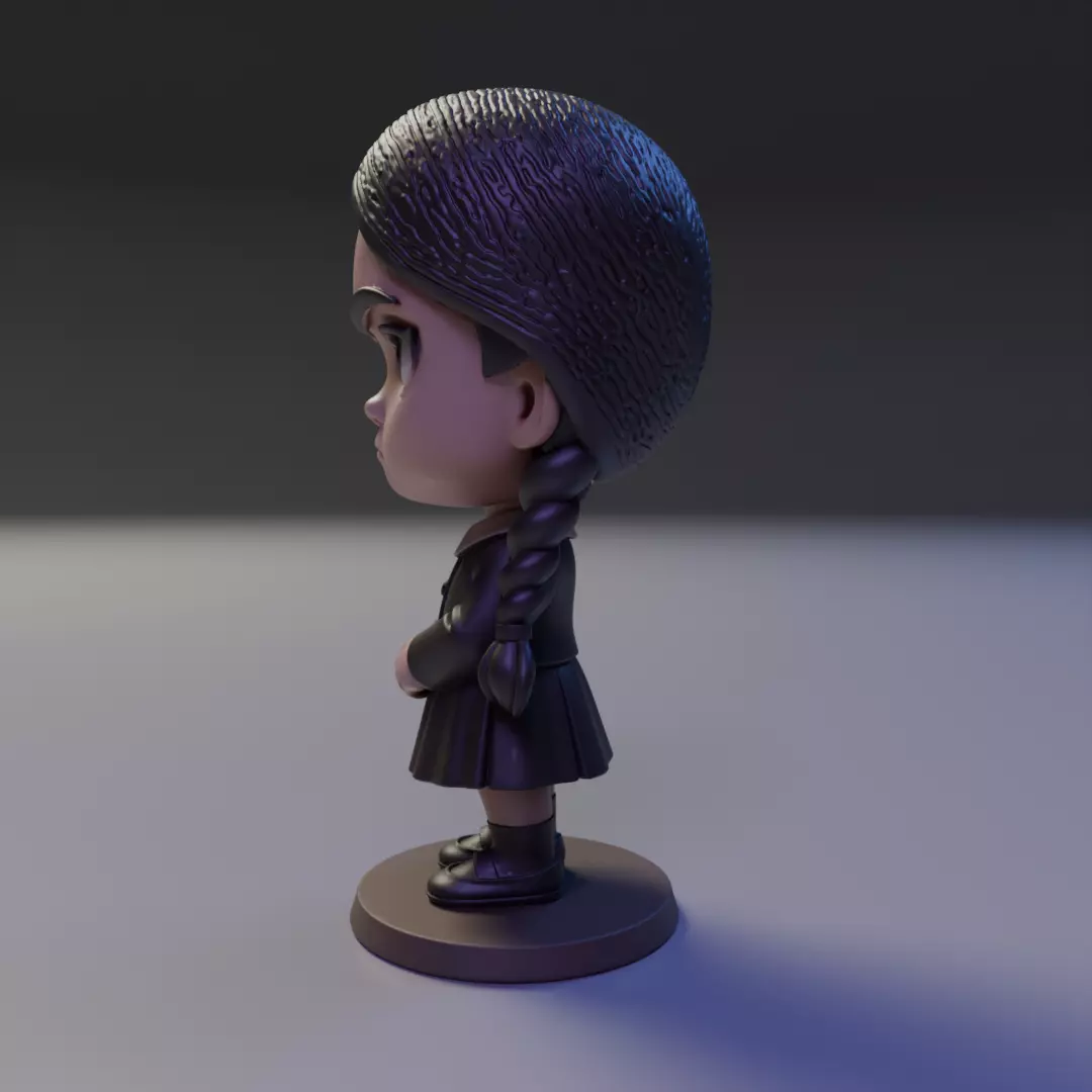 wendnesday addams Chibi 3D print model_6