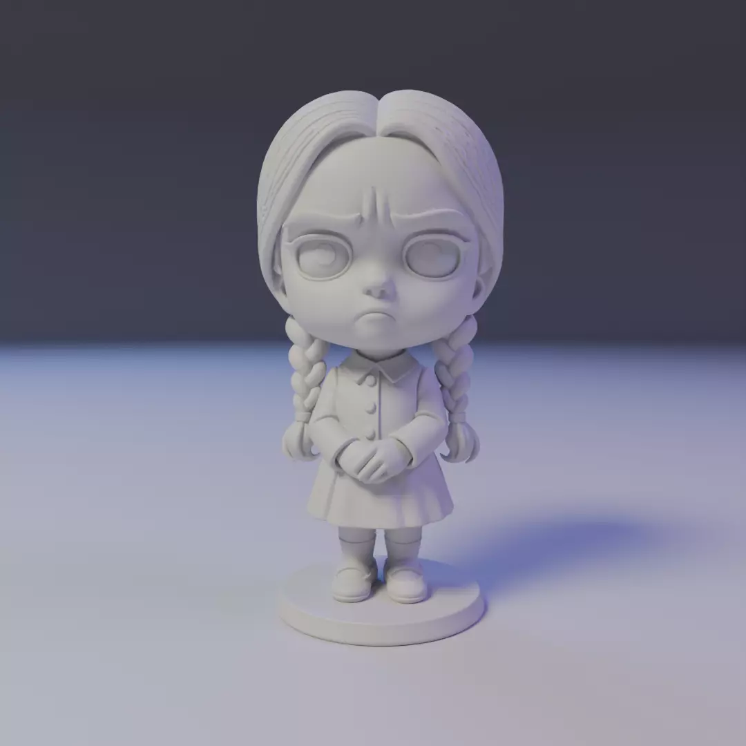 wendnesday addams Chibi 3D print model_15